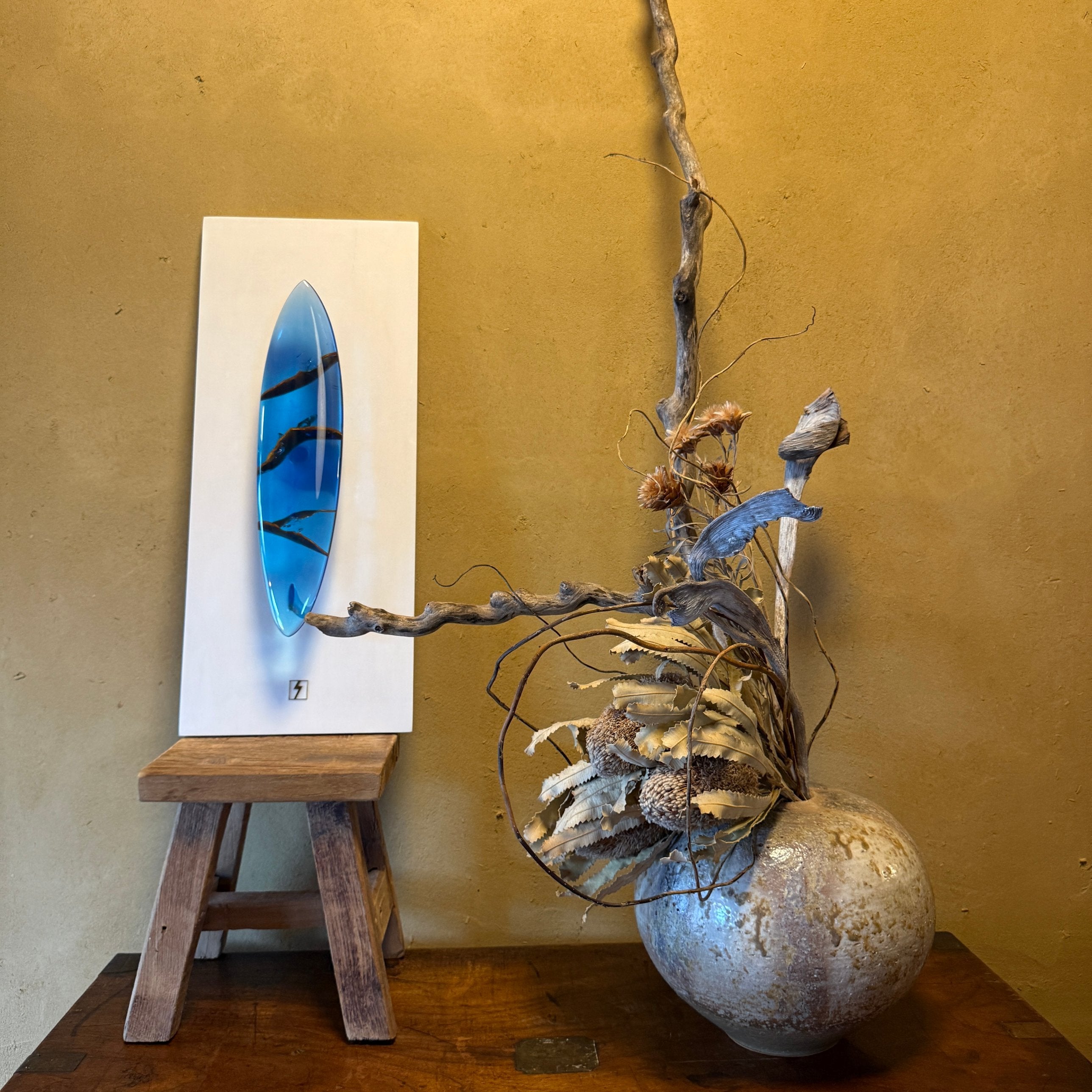 Kintsugi ocean blue/ Polyester resin sculpture.